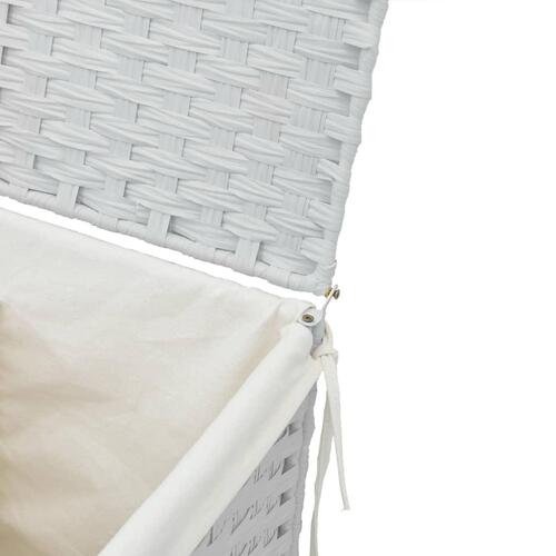 Vasketøjskurv med låg 46x33x60 cm polyrattan hvid