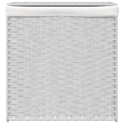 Vasketøjskurv med 2 sektioner 53x35x57 cm polyrattan hvid