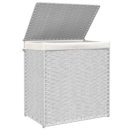 Vasketøjskurv med 2 sektioner 53x35x57 cm polyrattan hvid