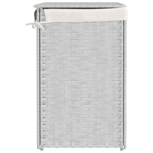 Vasketøjskurv med 2 sektioner 53x35x57 cm polyrattan hvid