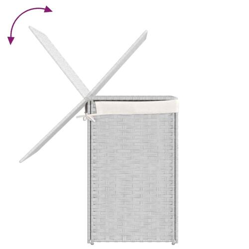 Vasketøjskurv med 2 sektioner 53x35x57 cm polyrattan hvid