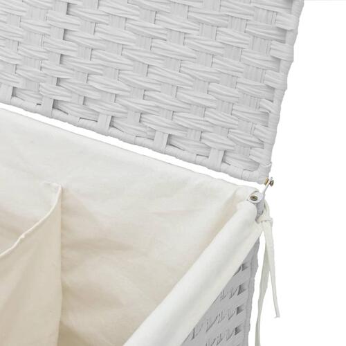Vasketøjskurv med 2 sektioner 53x35x57 cm polyrattan hvid