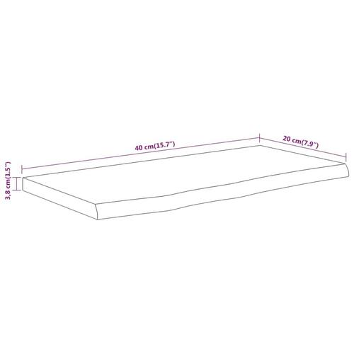 Væghylde 40x20x3,8 cm rektangulær massivt akacietræ