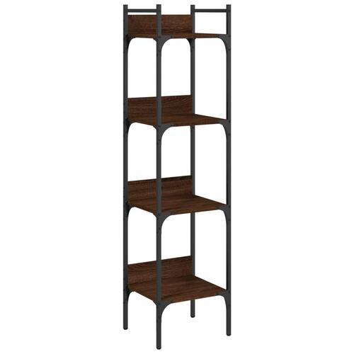 Bogreol 35x30x138,5 cm 4 hylder konstrueret træ brunt egetræ