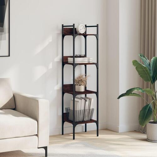 Bogreol 35x30x138,5 cm 4 hylder konstrueret træ brunt egetræ