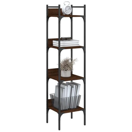 Bogreol 35x30x138,5 cm 4 hylder konstrueret træ brunt egetræ