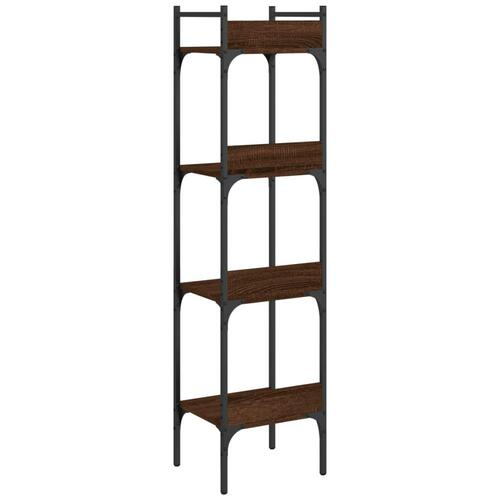 Bogreol 35x30x138,5 cm 4 hylder konstrueret træ brunt egetræ