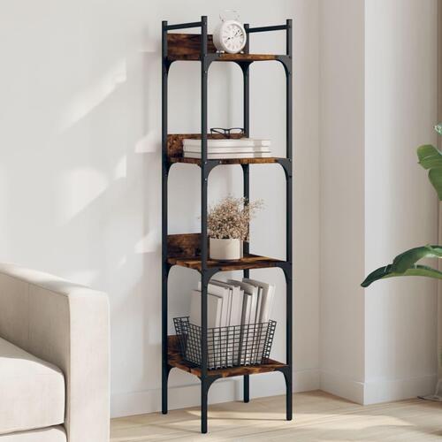 Bogreol med 4 hylder 35x30x138,5 cm konstrueret træ røget eg