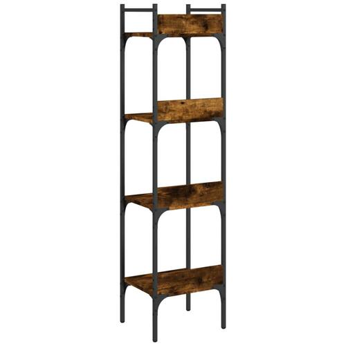 Bogreol med 4 hylder 35x30x138,5 cm konstrueret træ røget eg