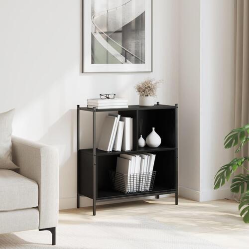 Bogreol 72x28x77,5 cm konstrueret træ sort
