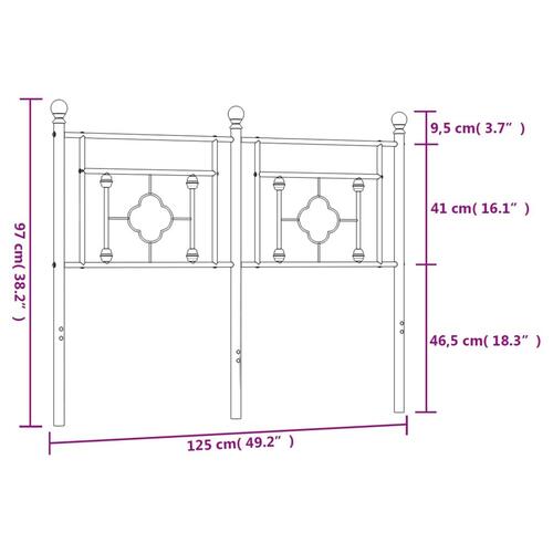 Sengegavl 120 cm metal hvid