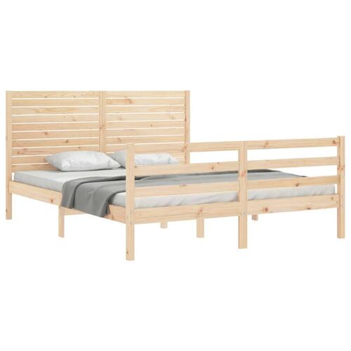 Sengeramme med sengegavl kingsize massivt træ