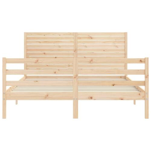 Sengeramme med sengegavl kingsize massivt træ