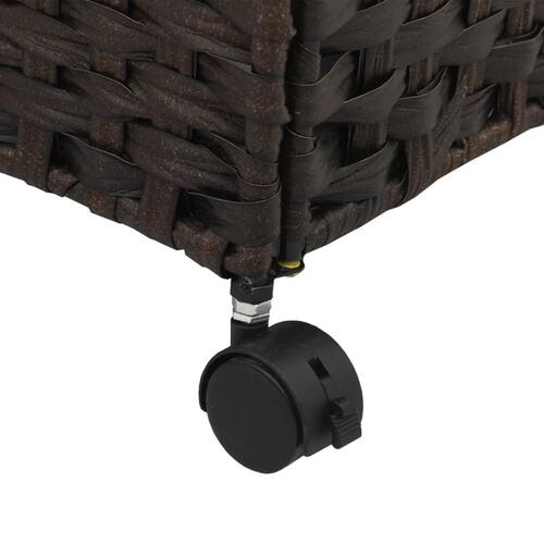 Vasketøjskurv med hjul 60x35x60,5 cm rattan mørkebrun