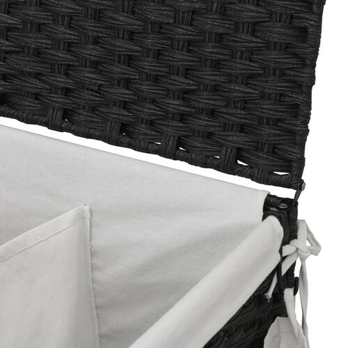 Vasketøjskurv med hjul 60x35x60,5 cm rattan sort