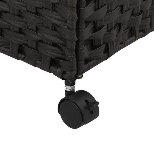 Vasketøjskurv med hjul 60x35x60,5 cm rattan sort