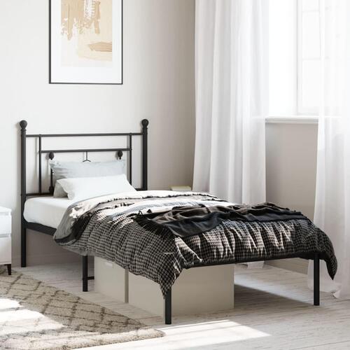 Sengeramme med sengegavl 90x190 cm metal sort