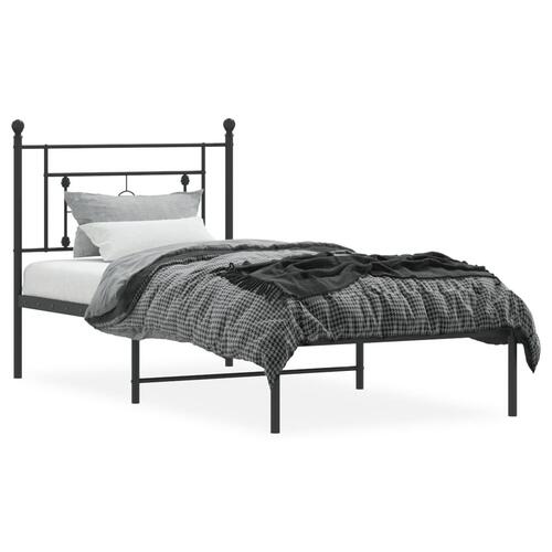 Sengeramme med sengegavl 90x190 cm metal sort