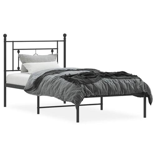 Sengeramme med sengegavl 100x190 cm metal sort