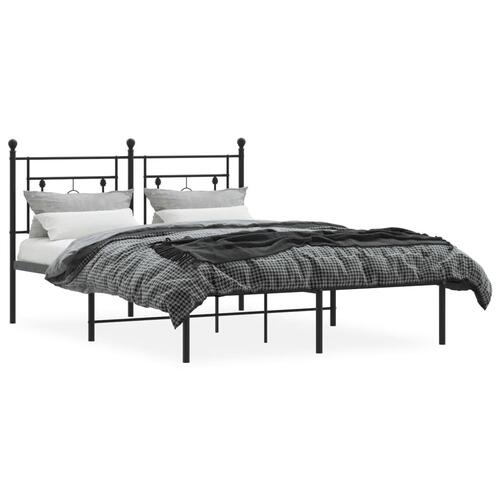 Sengeramme med sengegavl 135x190 cm metal sort