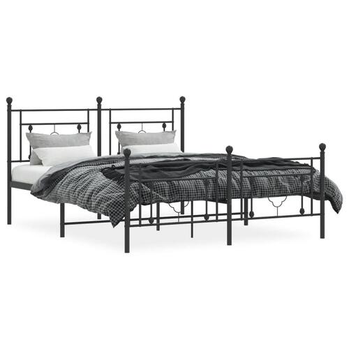 Sengeramme med sengegavl og fodgærde 150x200 cm metal sort