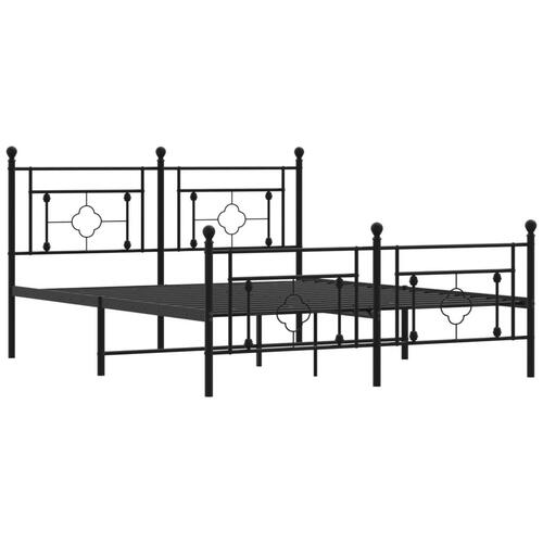 Sengeramme med sengegavl og fodgærde 150x200 cm metal sort