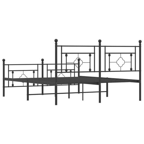 Sengeramme med sengegavl og fodgærde 150x200 cm metal sort