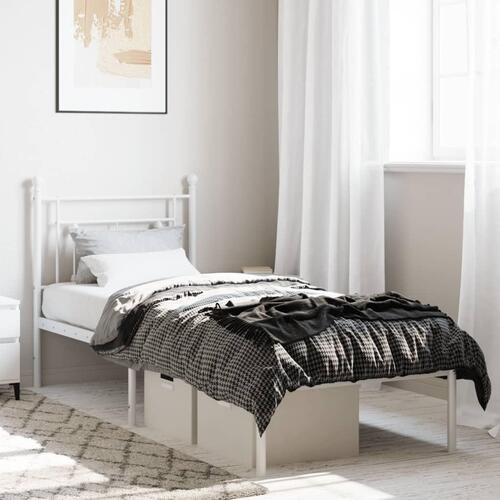 Sengeramme uden madras med hovedgærde 75x190 cm hvid