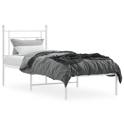 Sengeramme uden madras med hovedgærde 75x190 cm hvid