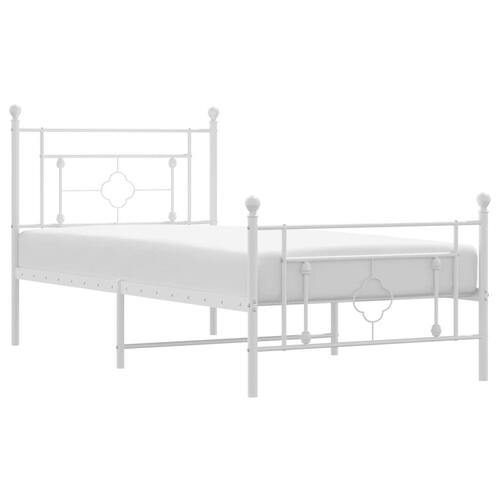 Sengeramme med sengegavl og fodgærde 90x200 cm metal hvid