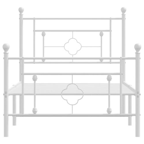 Sengeramme med sengegavl og fodgærde 90x200 cm metal hvid