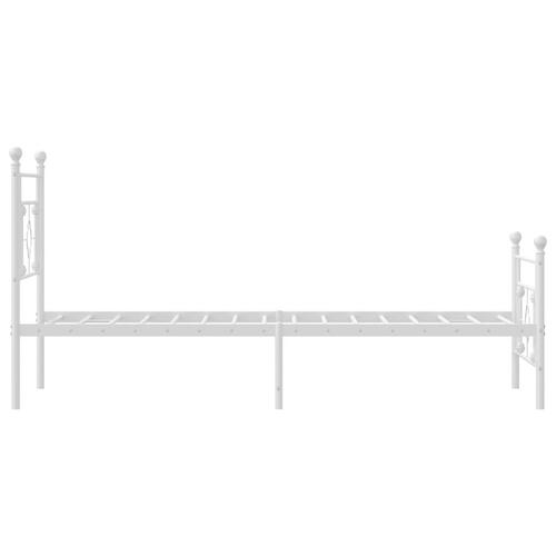 Sengeramme med sengegavl og fodgærde 90x200 cm metal hvid
