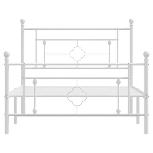 Sengeramme med sengegavl og fodgærde 107x203 cm metal hvid