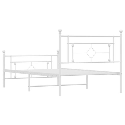 Sengeramme med sengegavl og fodgærde 107x203 cm metal hvid