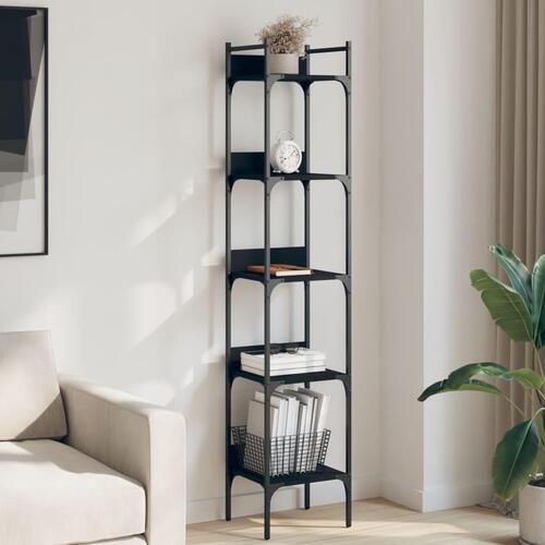 Bogreol med 5 hylder 35x30x174 cm konstrueret træ sort