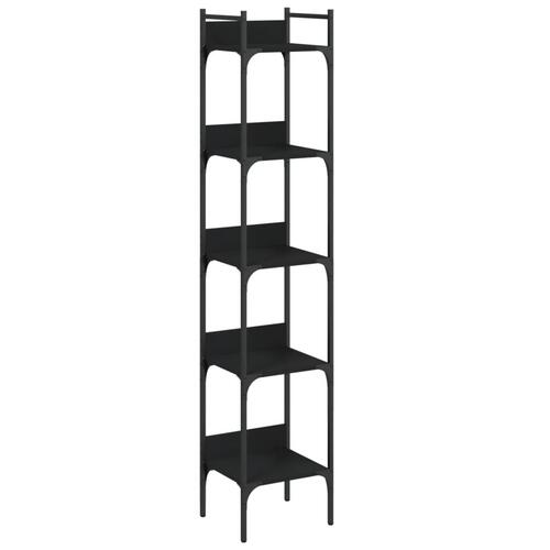 Bogreol med 5 hylder 35x30x174 cm konstrueret træ sort