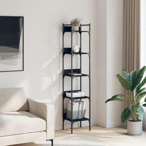 Bogreol med 5 hylder 35x30x174 cm konstrueret træ sort