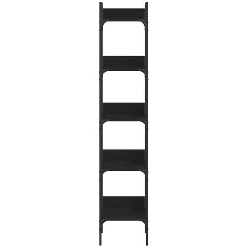 Bogreol med 5 hylder 35x30x174 cm konstrueret træ sort