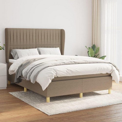Kontinentalseng med madras 140×190 cm - stof gråbrun