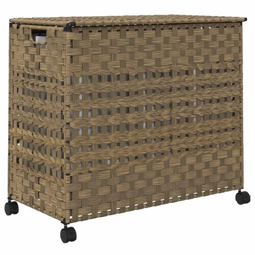 Vasketøjskurv med hjul 66x35x60 cm rattan