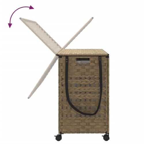 Vasketøjskurv med hjul 66x35x60 cm rattan