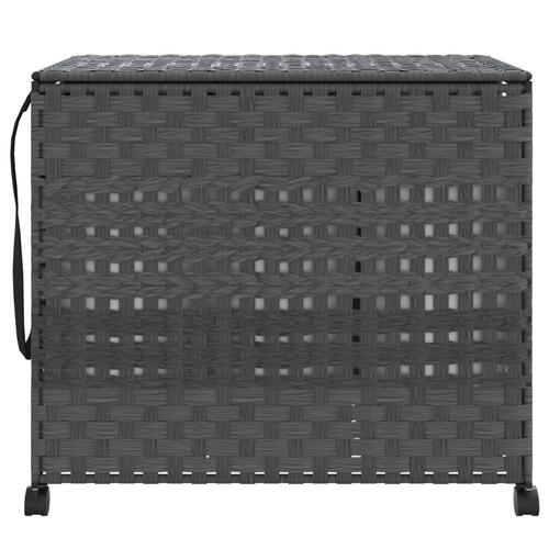 Vasketøjskurv med hjul 66x35x60 cm rattan grå