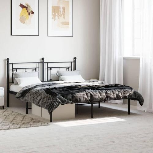Sengeramme med sengegavl 160x200 cm metal sort