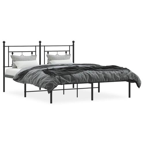 Sengeramme med sengegavl 160x200 cm metal sort