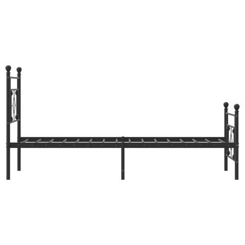 Sengeramme med sengegavl og fodgærde 90x190 cm metal sort