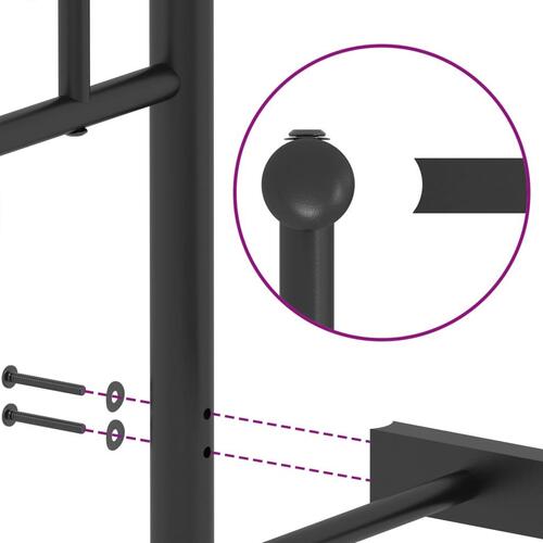 Sengeramme med sengegavl og fodgærde 90x190 cm metal sort