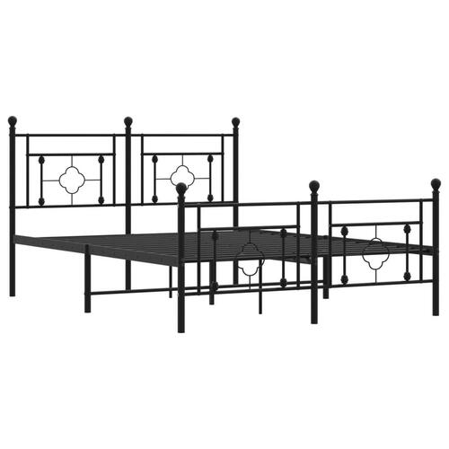 Sengeramme med sengegavl og fodgærde 135x190 cm metal sort