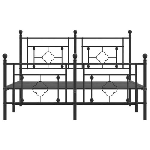 Sengeramme med sengegavl og fodgærde 135x190 cm metal sort