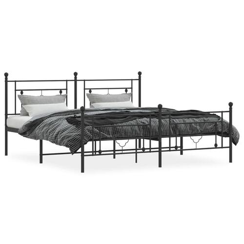 Sengeramme med sengegavl og fodgærde 180x200 cm metal sort