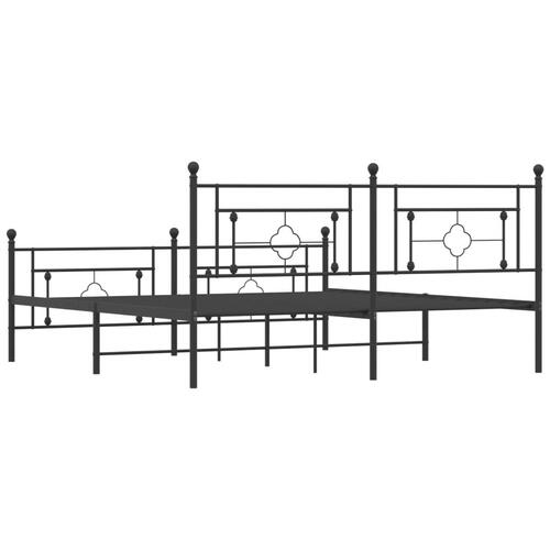 Sengeramme med sengegavl og fodgærde 180x200 cm metal sort